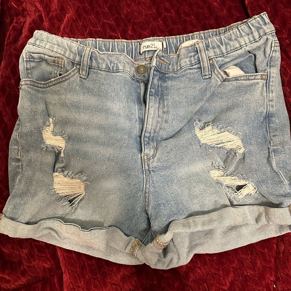 Rue21 Blue Distressed Jean Shorts